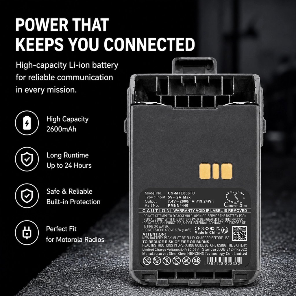 Motorola DP3000e 7.4V 2600mAh / 19.24Wh two-way radio battery