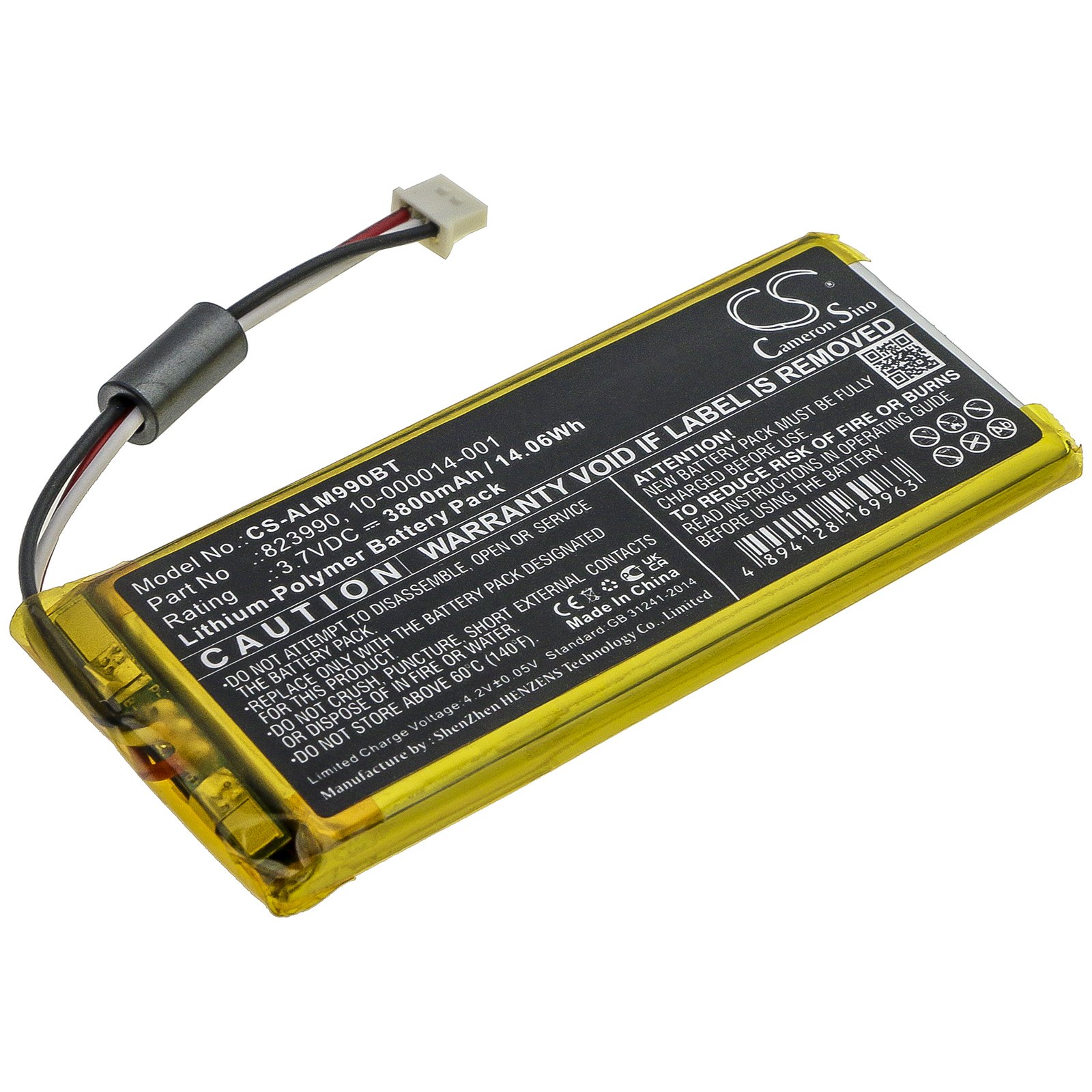 3.7V 3800mAh Battery Replacement For 2GIG GC3e & GC3 Security Panel - Compatible With 823990