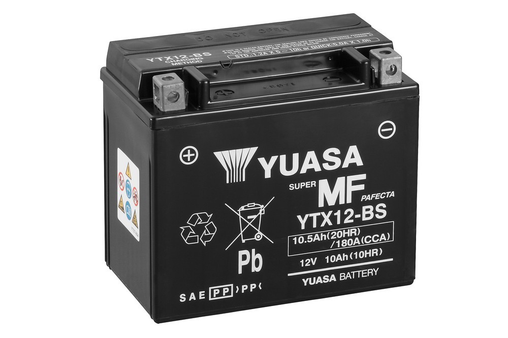 Yuasa YTX12-BS 10Ah Maintenance Free Motorcycle Battery