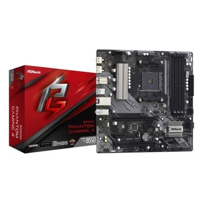 ASRock B550M Phantom Gaming 4 - motherboard - micro ATX - Socket AM4 - AMD B550, 90-MXBE90-A0UAYZ