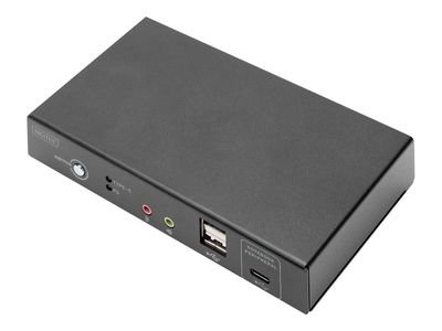 DIGITUS DS-12901 - KVM / audio / USB switch - 4k30hz, usb-c/usb/hdmi in, hdmi out, network - 2 ports, DS-12901