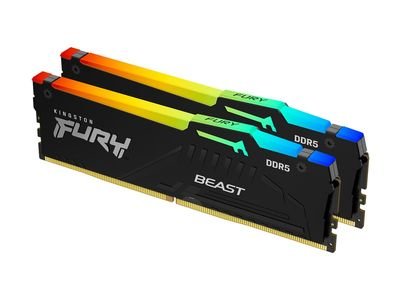 Kingston RAM FURY Beast RGB - 32 GB (2 x 16 GB Kit) - DDR5 5600 DIMM CL40, KF556C40BBAK2-32