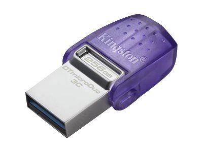 Kingston USB-Stick DataTraveler microDuo 3C - USB 3.2 Gen 1 (3.1 Gen 1) - 256 GB - purple/stainless steel, DTDUO3CG3/256GB
