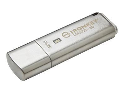Kingston USB-Stick IronKey Locker+ - USB 3.2 Gen 1 (3.1 Gen 1) - 32 GB - Silver, IKLP50/32GB