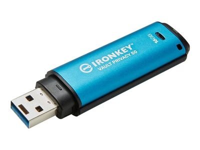Kingston USB-Stick IronKey Vault - USB 3.2 Gen 1 (3.1 Gen 1) - 16 GB - Blue, IKVP50/16GB