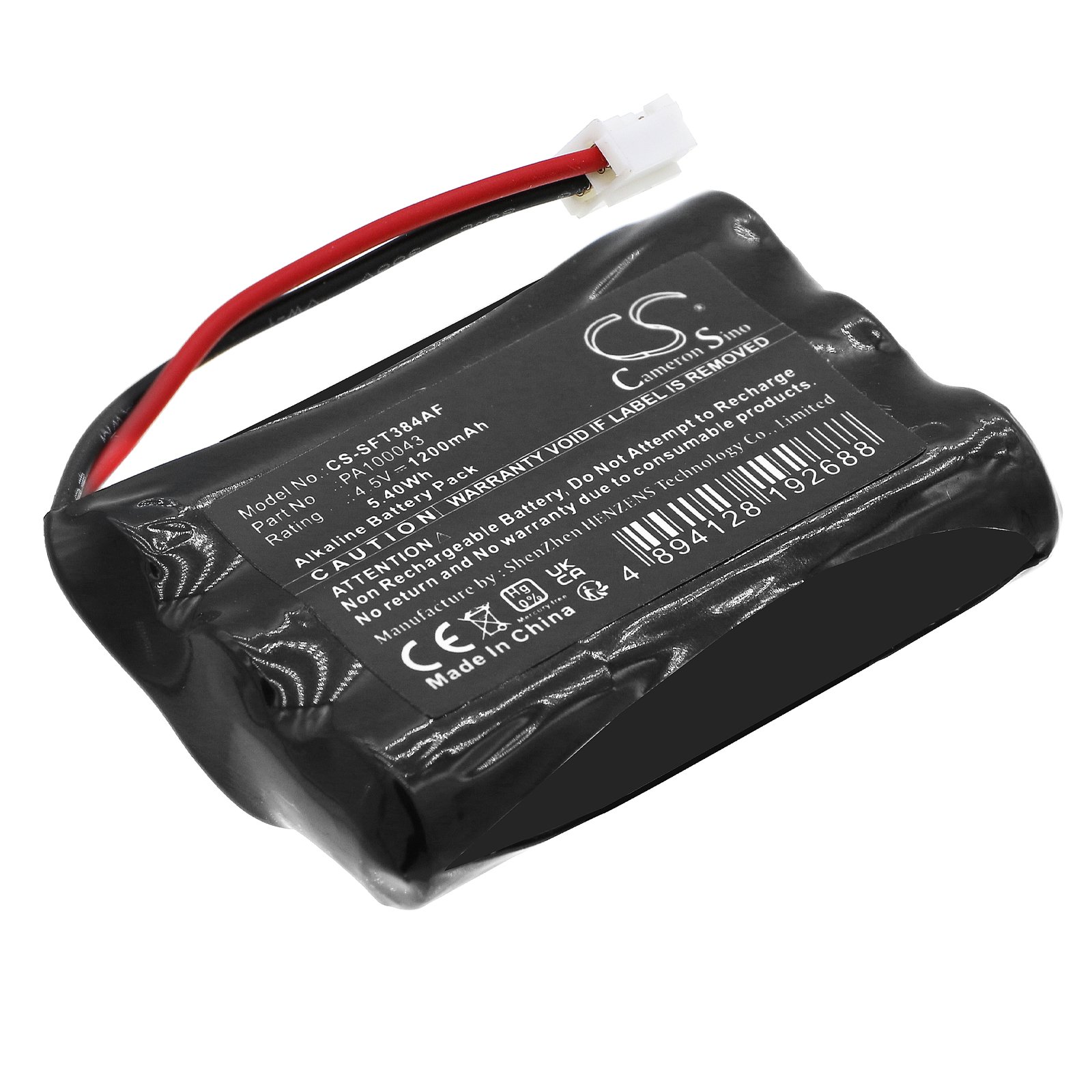 Safe-O-Tronic 198182, 38400200, PA100043 1200mAh / 5,40Wh ovenlukon akku