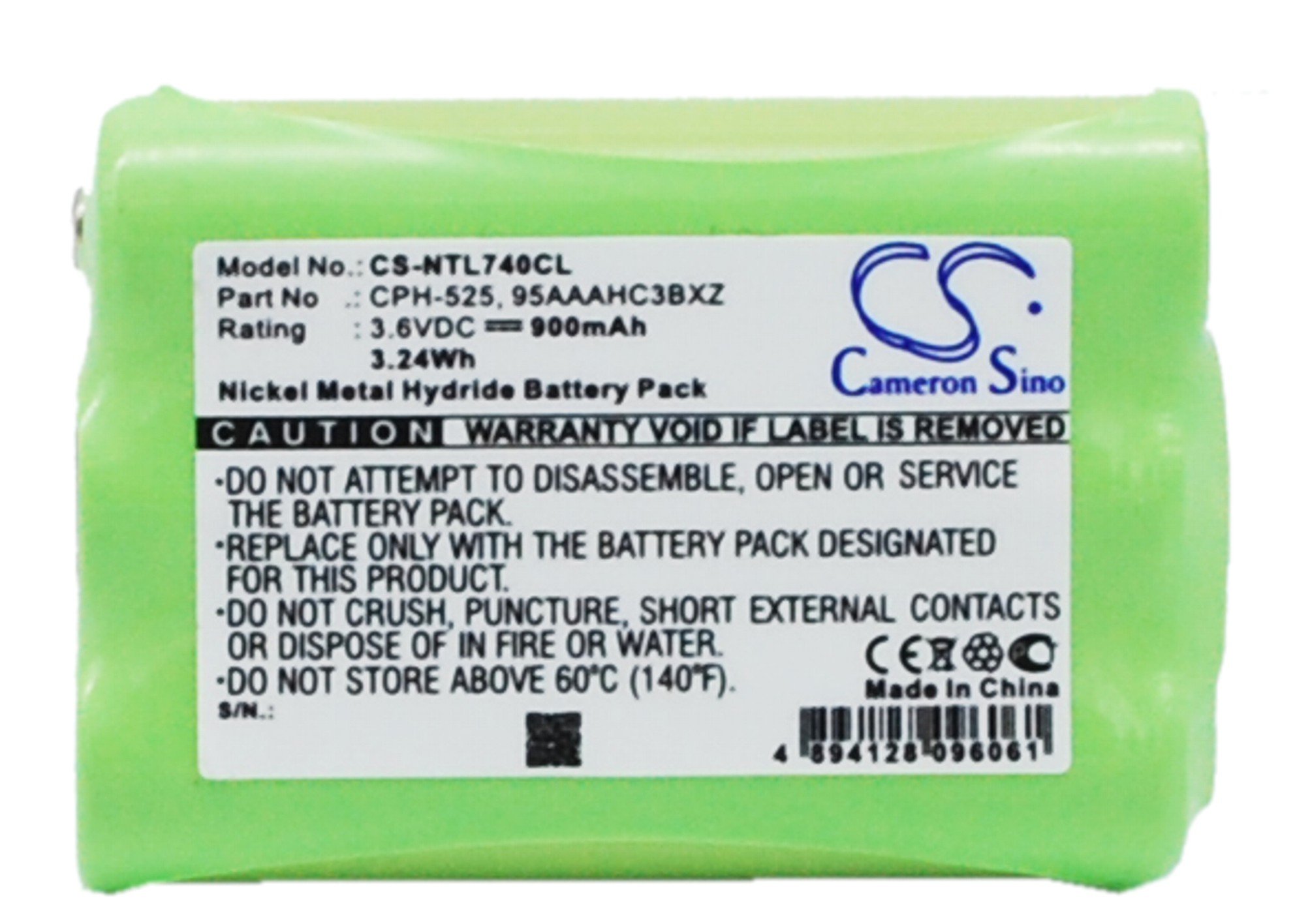 Nortel NT8B45AH, CPH-525, 95AAAHC3BXZ 900mAh Cordless Phone akumulatoru