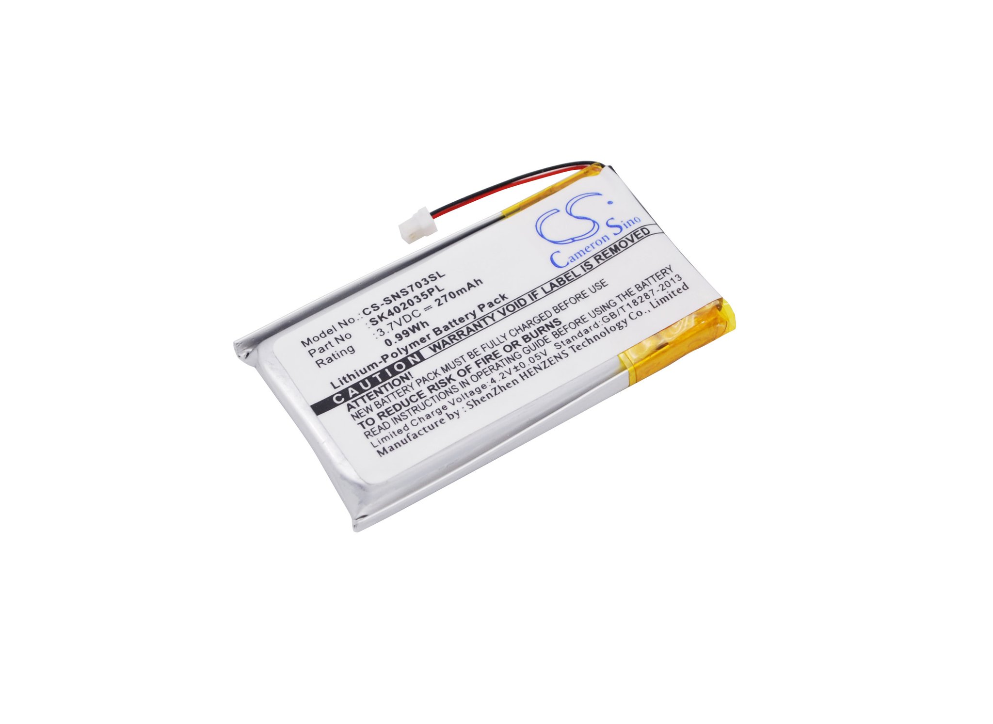 Sony SK402035PL 270mAh Li-PL MP3 akku