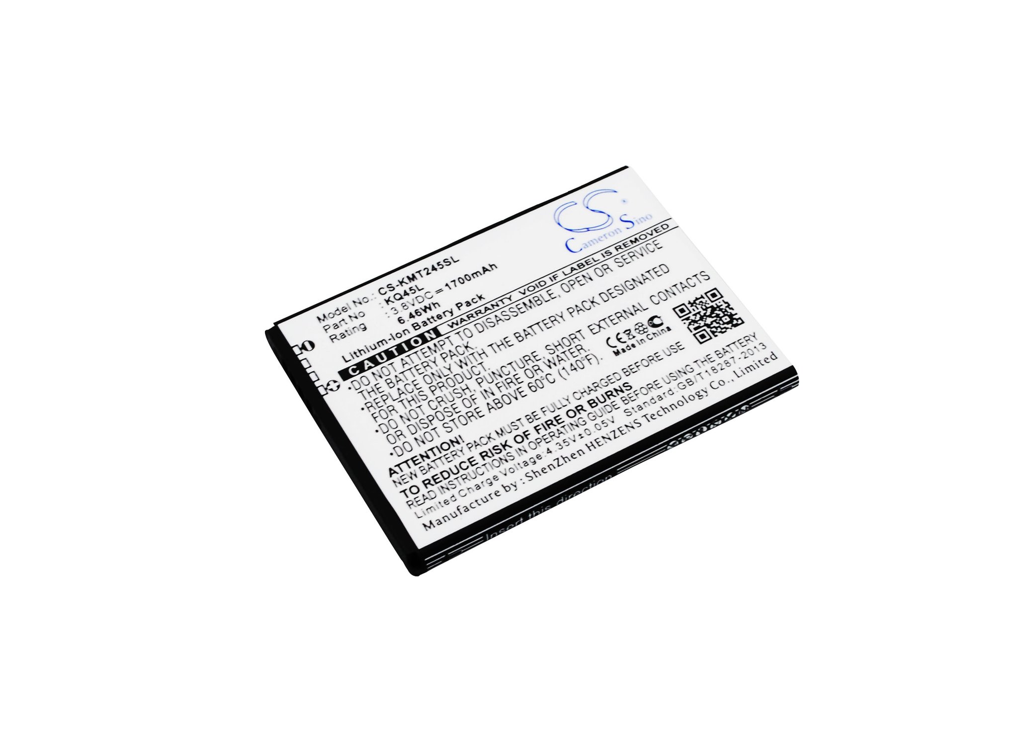 Kazam KQ45L, KQ45L-BABBA003048 1700mAh Li-ion aккумулятор