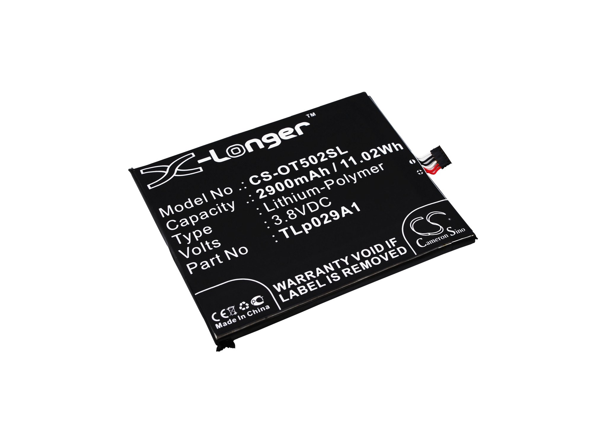 Alcatel TLp029A1, CAC2910008C1 2900mAh Li-PL tālruņa akumulators