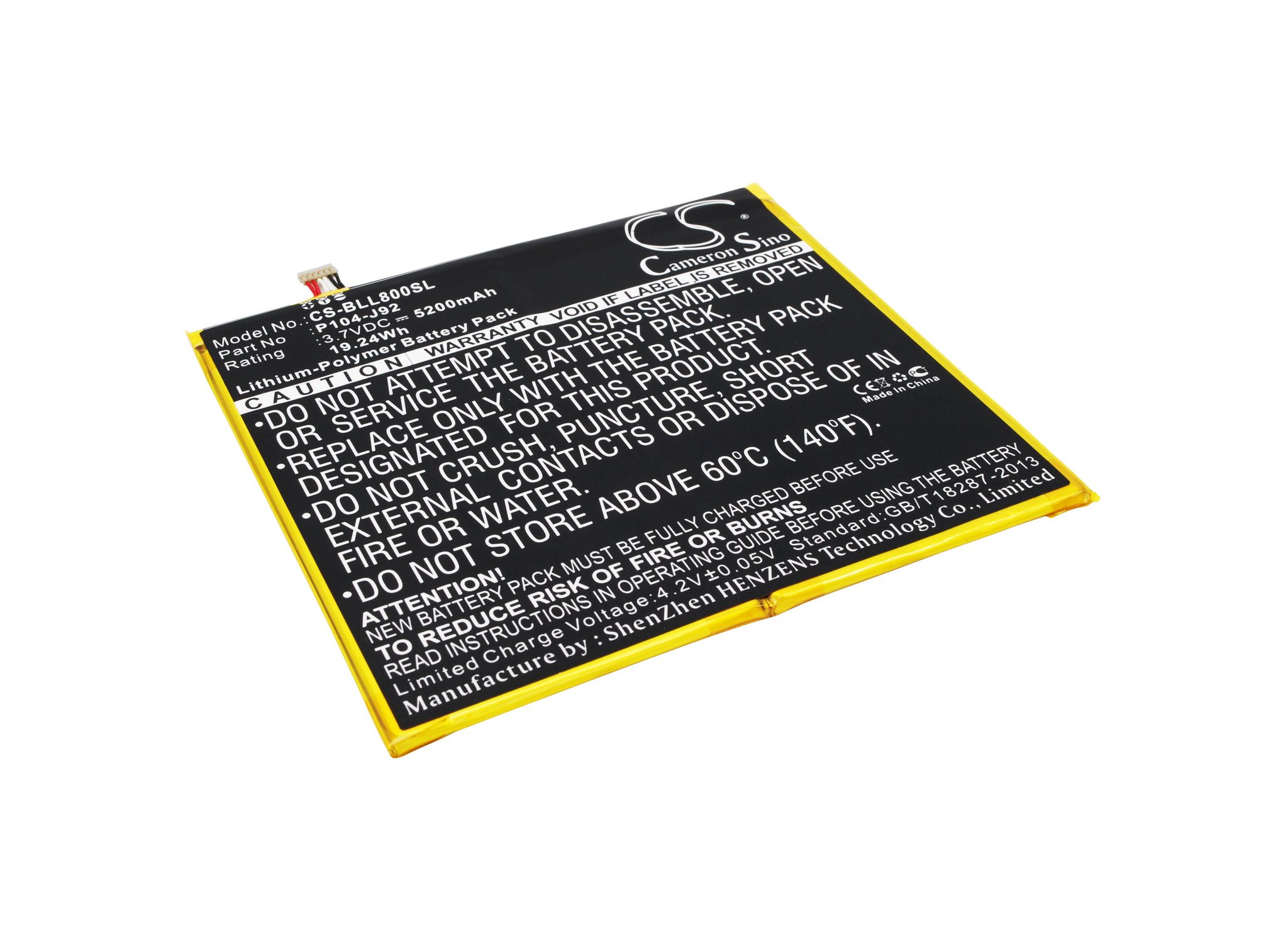 BLU P104-J92 5200mAh Li-PL Tablet Battery