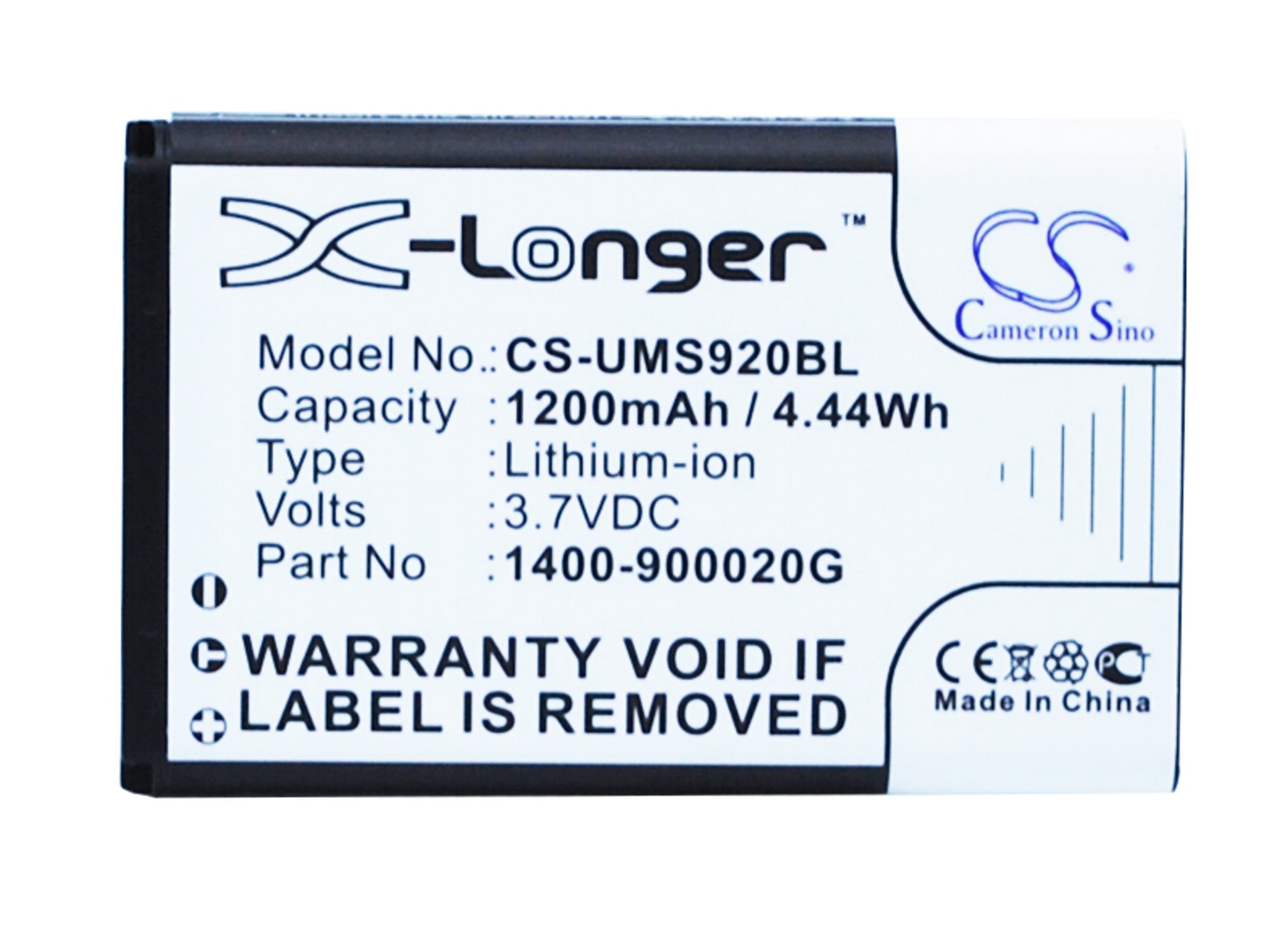 Unitech 1400-900020G 1200mAh viivakoodinlukijan akku