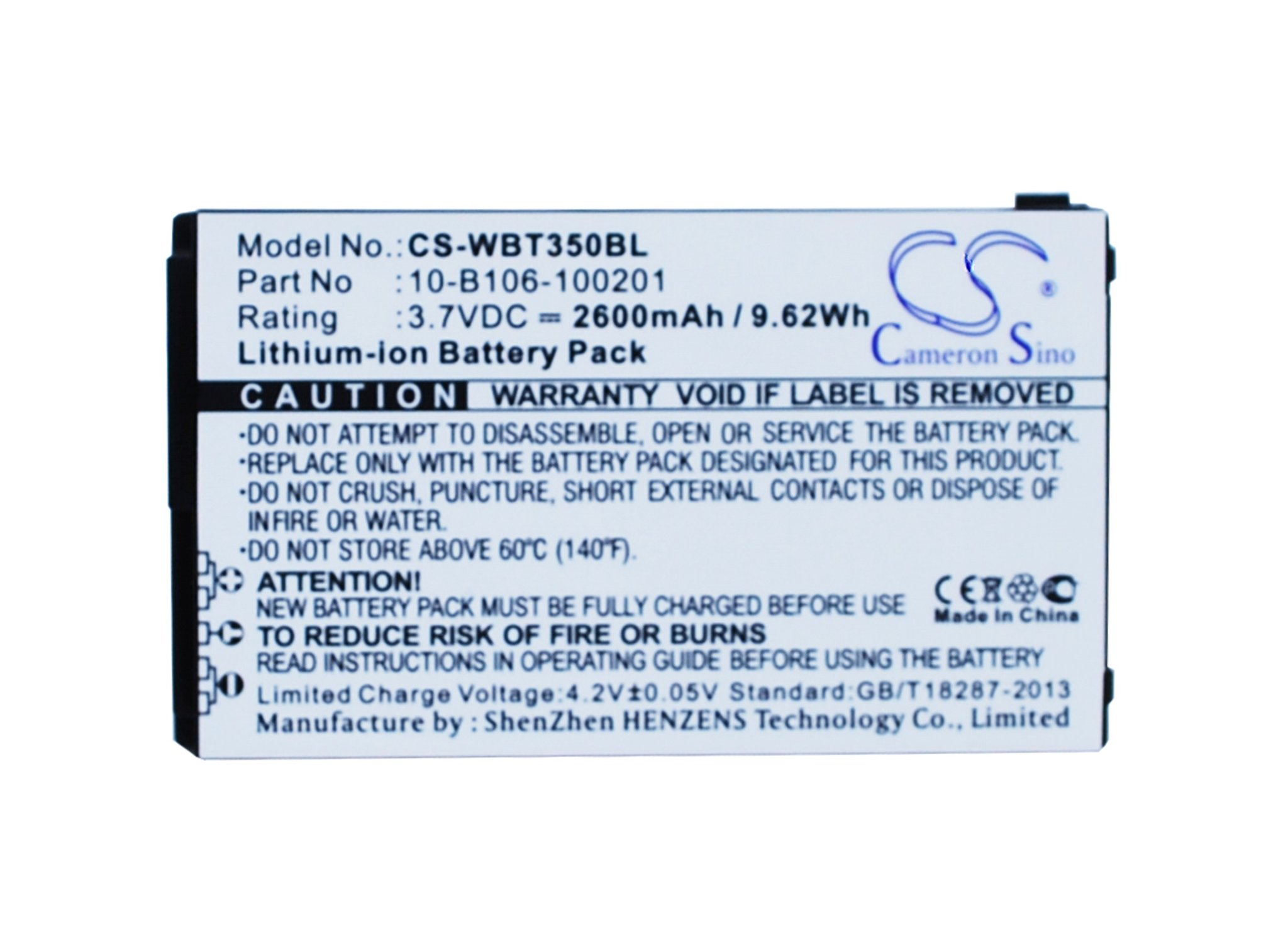 Widefly 10-B106-100201 2600mAh Payment Terminal Battery