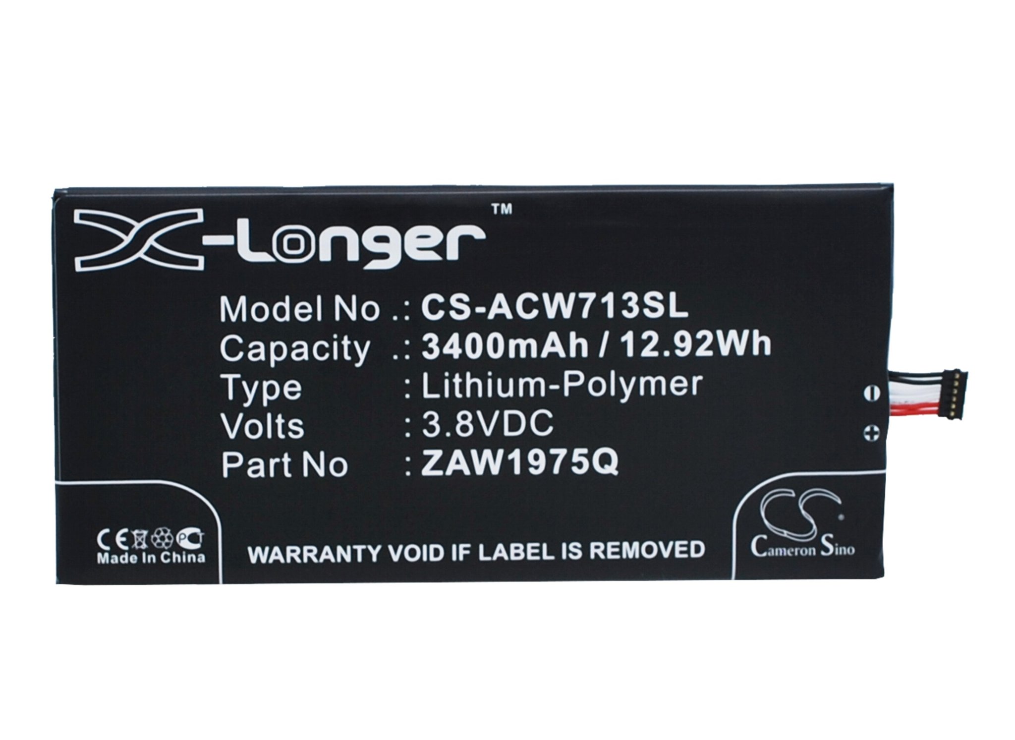Acer ZAW1975Q 3400mAh tahvelarvuti aku Li-Poly