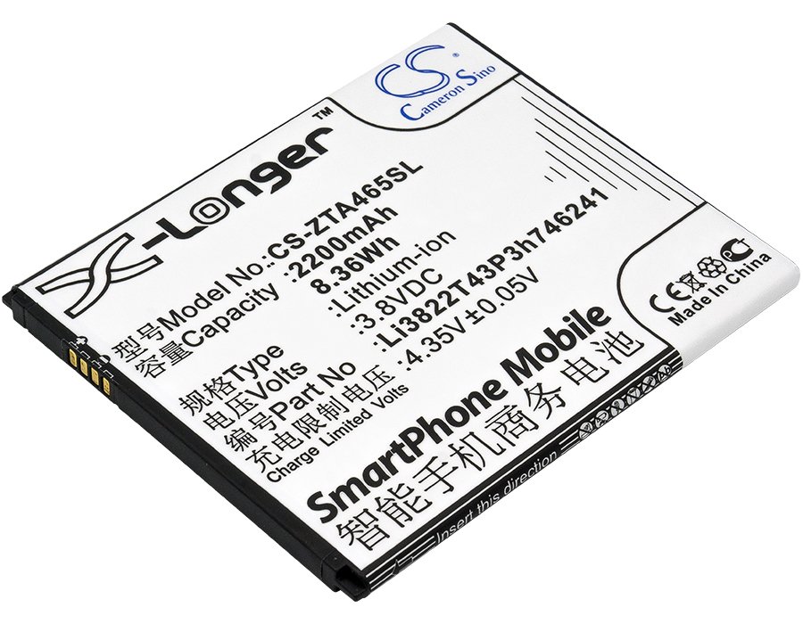 ZTE Li3822T43P3h746241, Li3822T43P4h746241 Blade L4 Pro, Blade A465, Blade A475 2200mAh Li-on Mobile Phone akumulatoru
