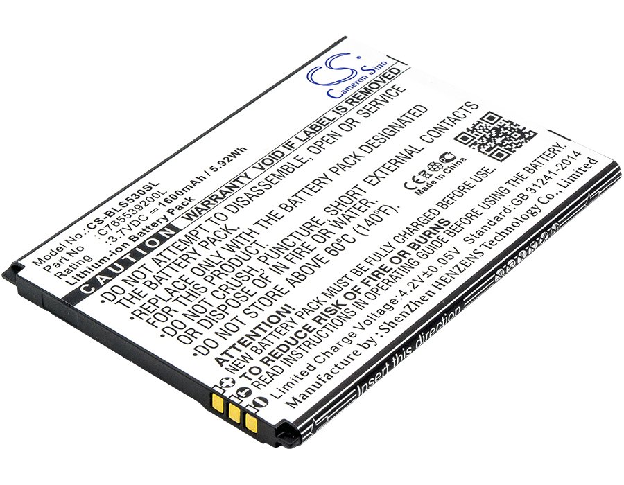 BLU C765539200L Studio X8 HD, S530, Studio G2 HD, S550Q 1600mAh Li-ion mobile phone battery
