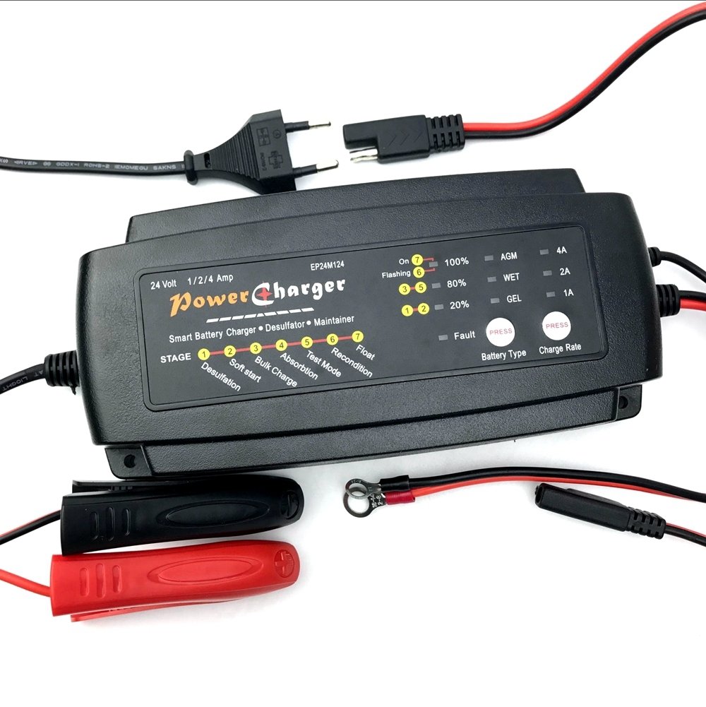 Yleinen 24V 1/2/4A laturi EP24M124