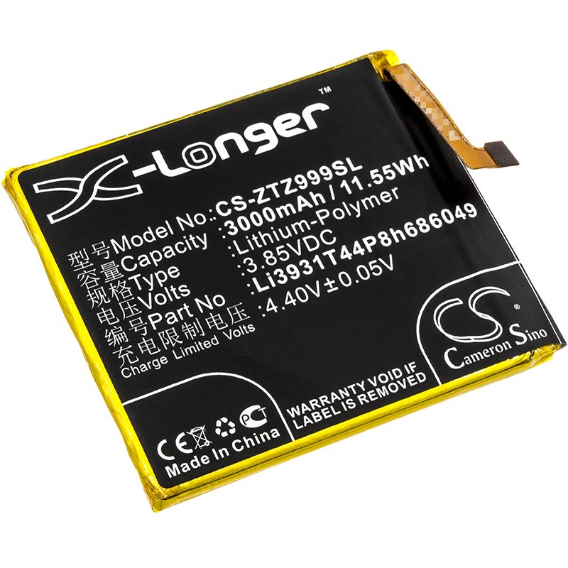 ZTE Li3931T44P8h686049 3000mAh Li-Polymer tālruņa akumulatoru