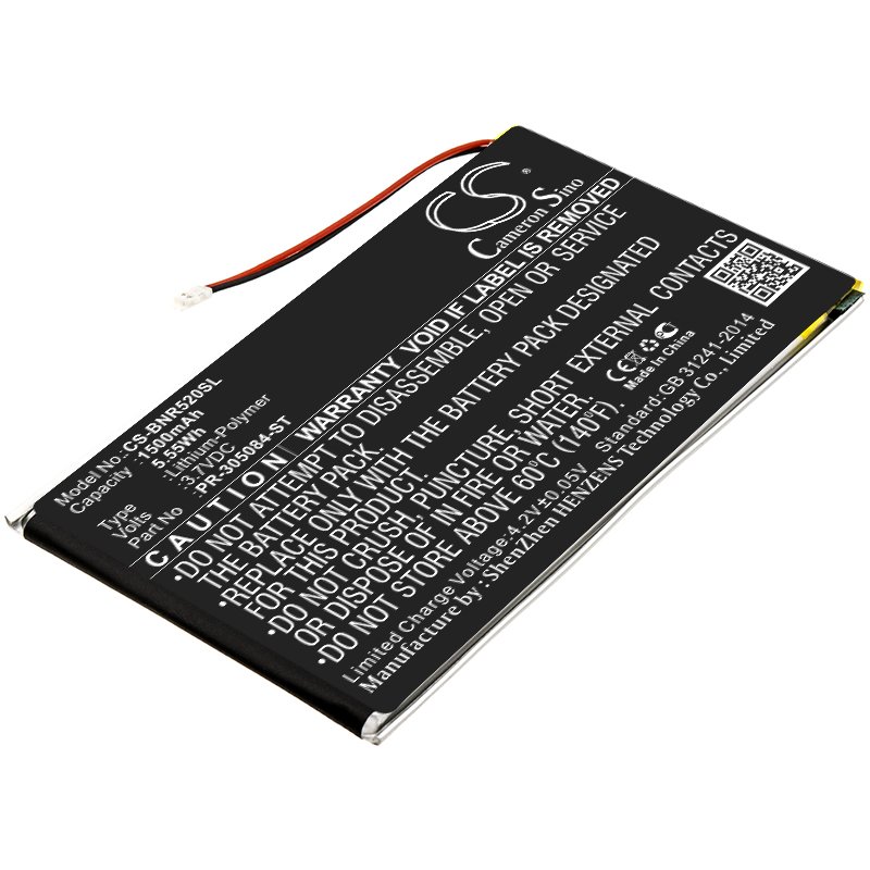 Barnes&Noble BNRV520, GlowLight 3 Li-poly e-reader battery 1500mAh