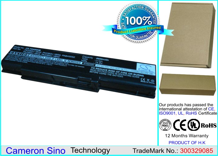 CS kannettavan akku Toshiba PA3384U-1BRS, PABAS052 6600mAh