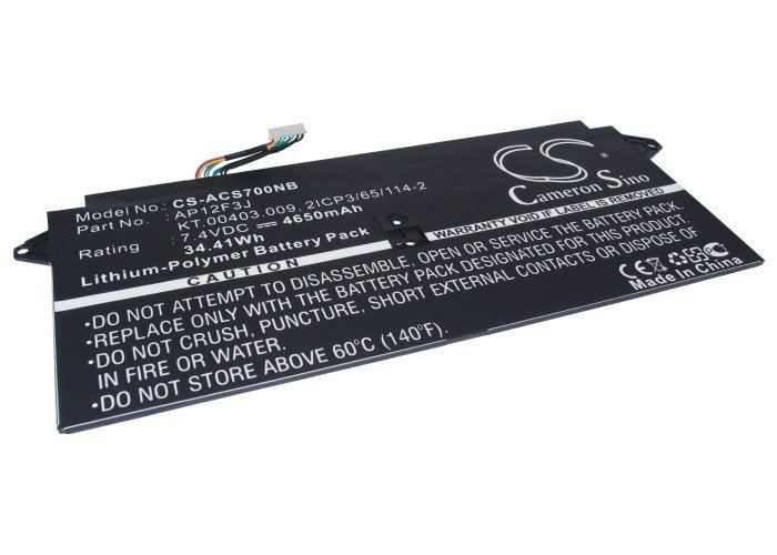 CS aккумулятор для лаптопa Acer AP12F3J, KT.00403.009, 2ICP3/65/114-2 4650mAh
