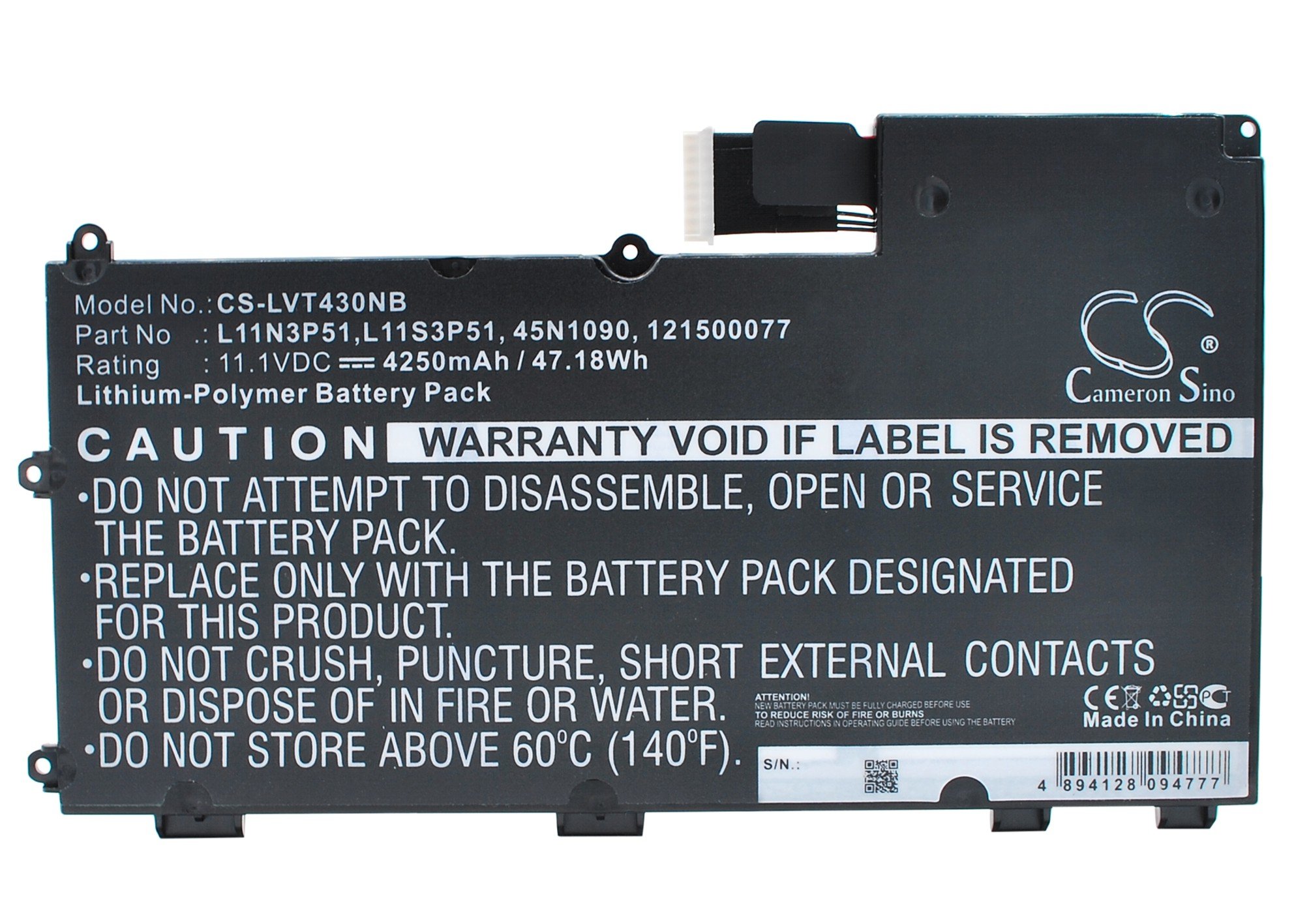 Lenovo L11N3P51, L11S3P51, 45N1090, 45N1091, 45N1089,45N1088, 121500077 kannettavan akku 4250mAh