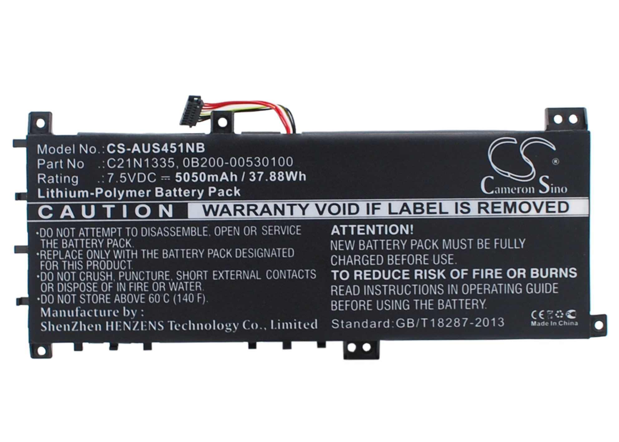 CS  kannettavan akku Asus C21N1335, 0B200-00530100 5050mAh
