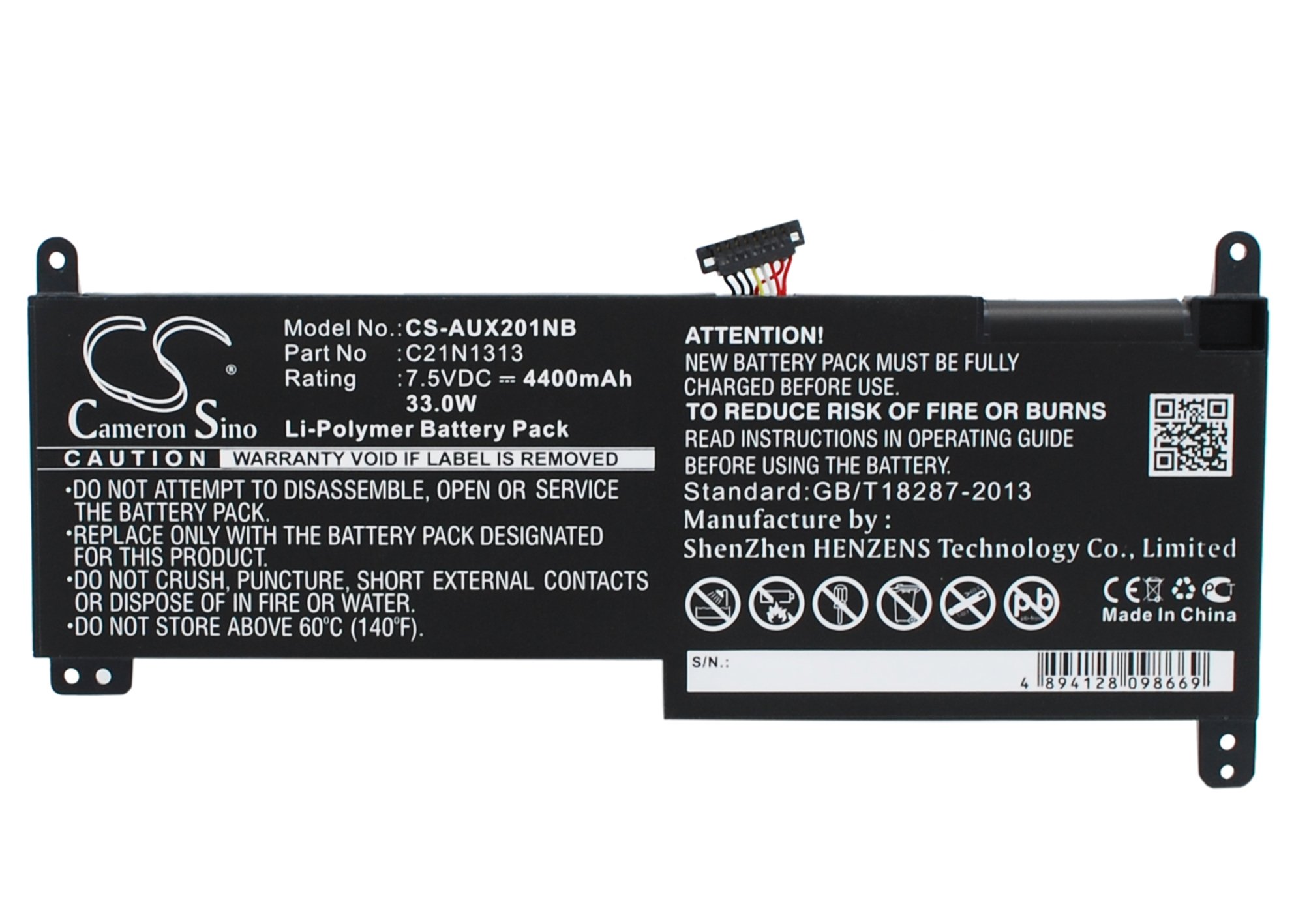 CS  kannettavan akku Asus C21N1313 4400mAh