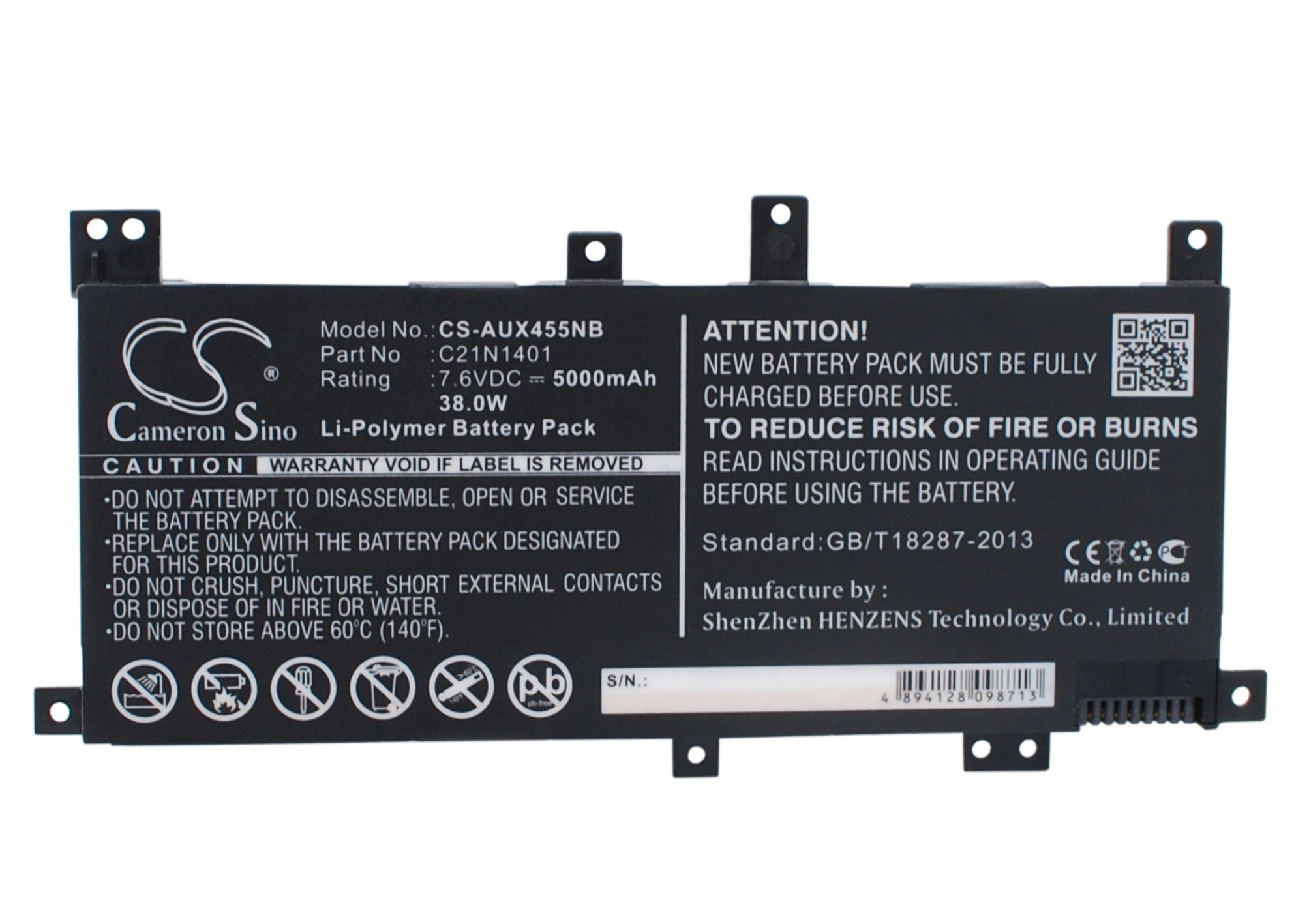 CS  kannettavan akku Asus C21N1401 5000mAh