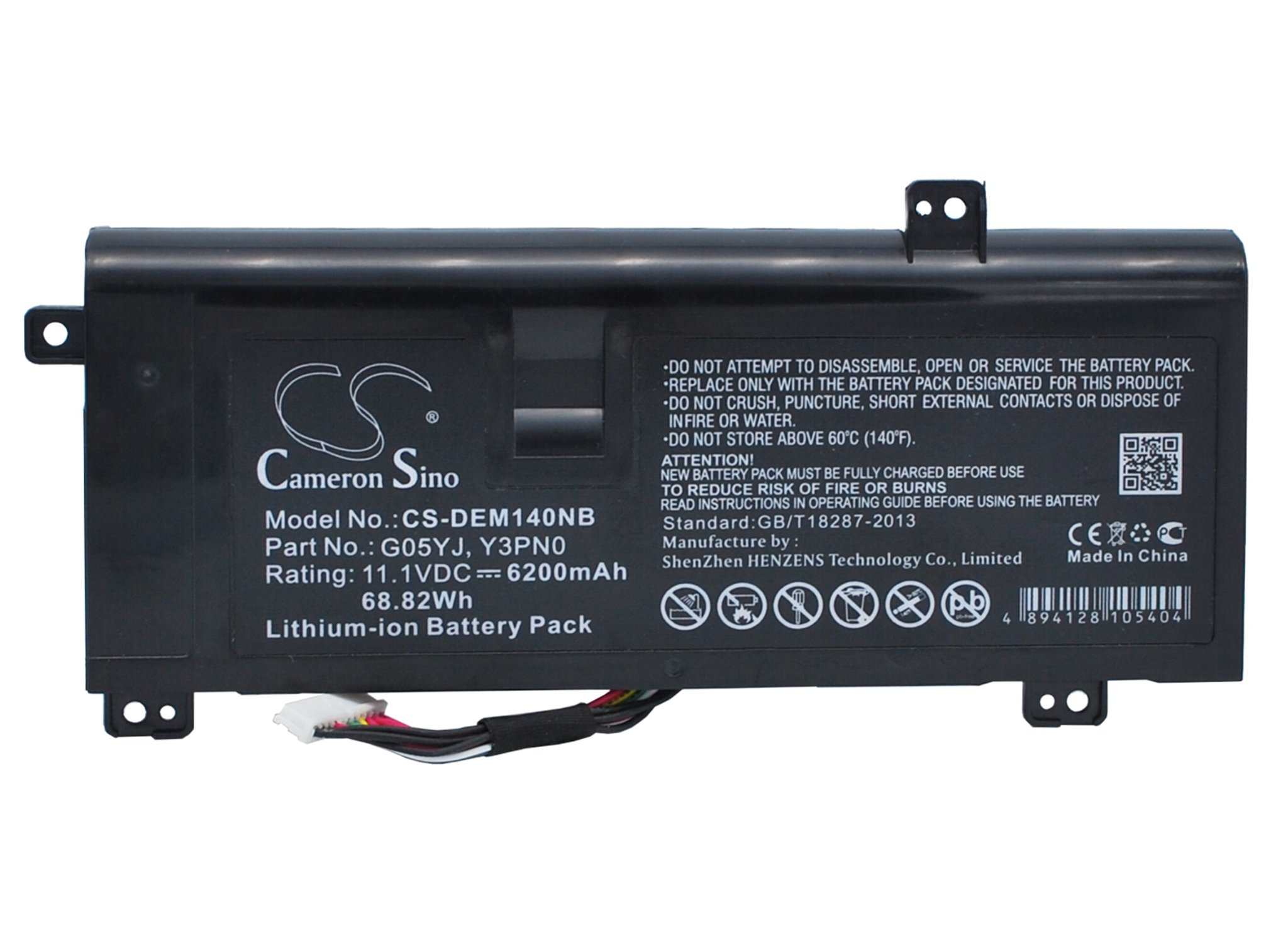 CS  kannettavan akku DELL G05YJ, Y3PN0, 8X70T 6200mAh