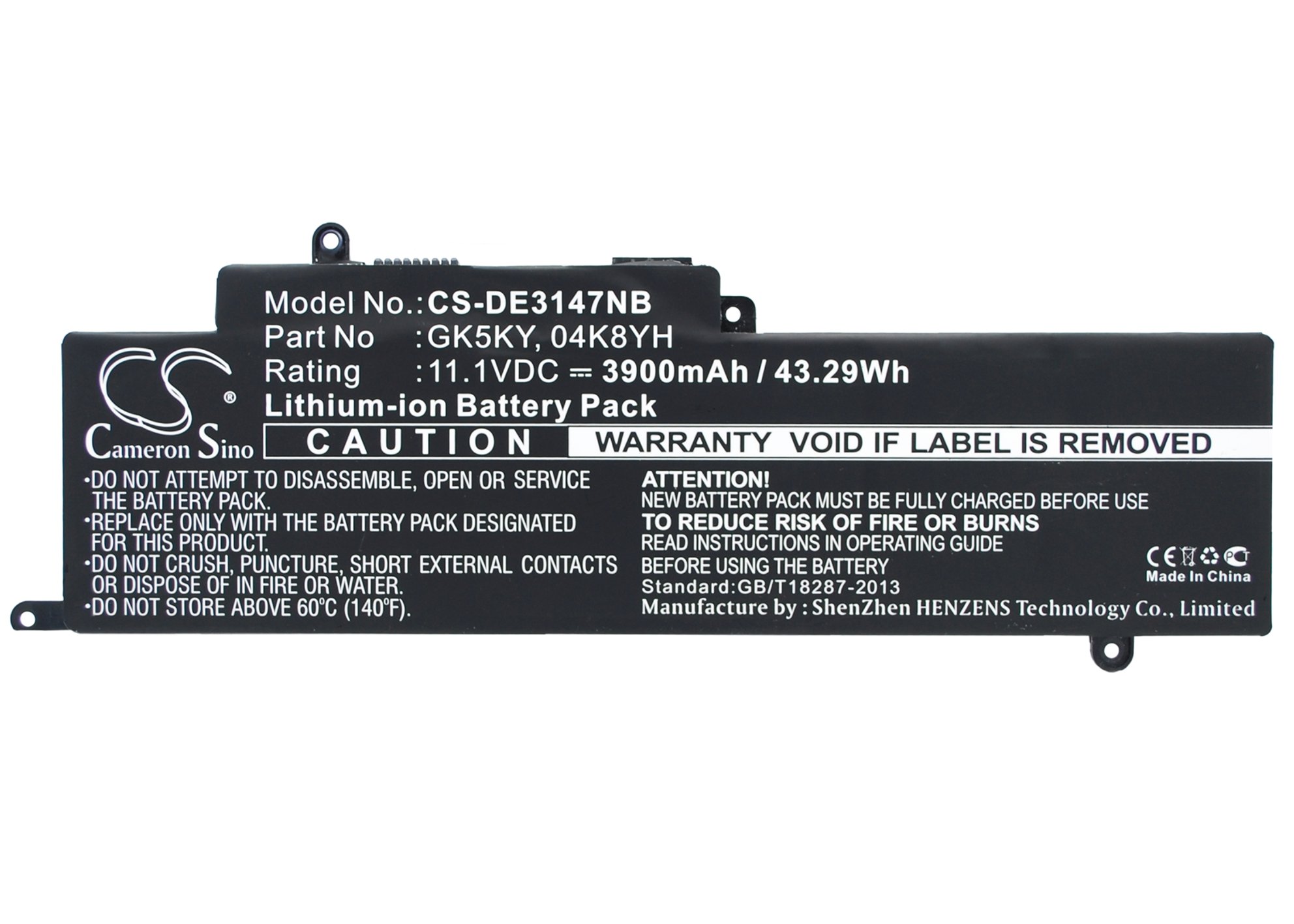 CS  klēpjdatoru akumulatoru DELL GK5KY, 04K8YH 3900mAh