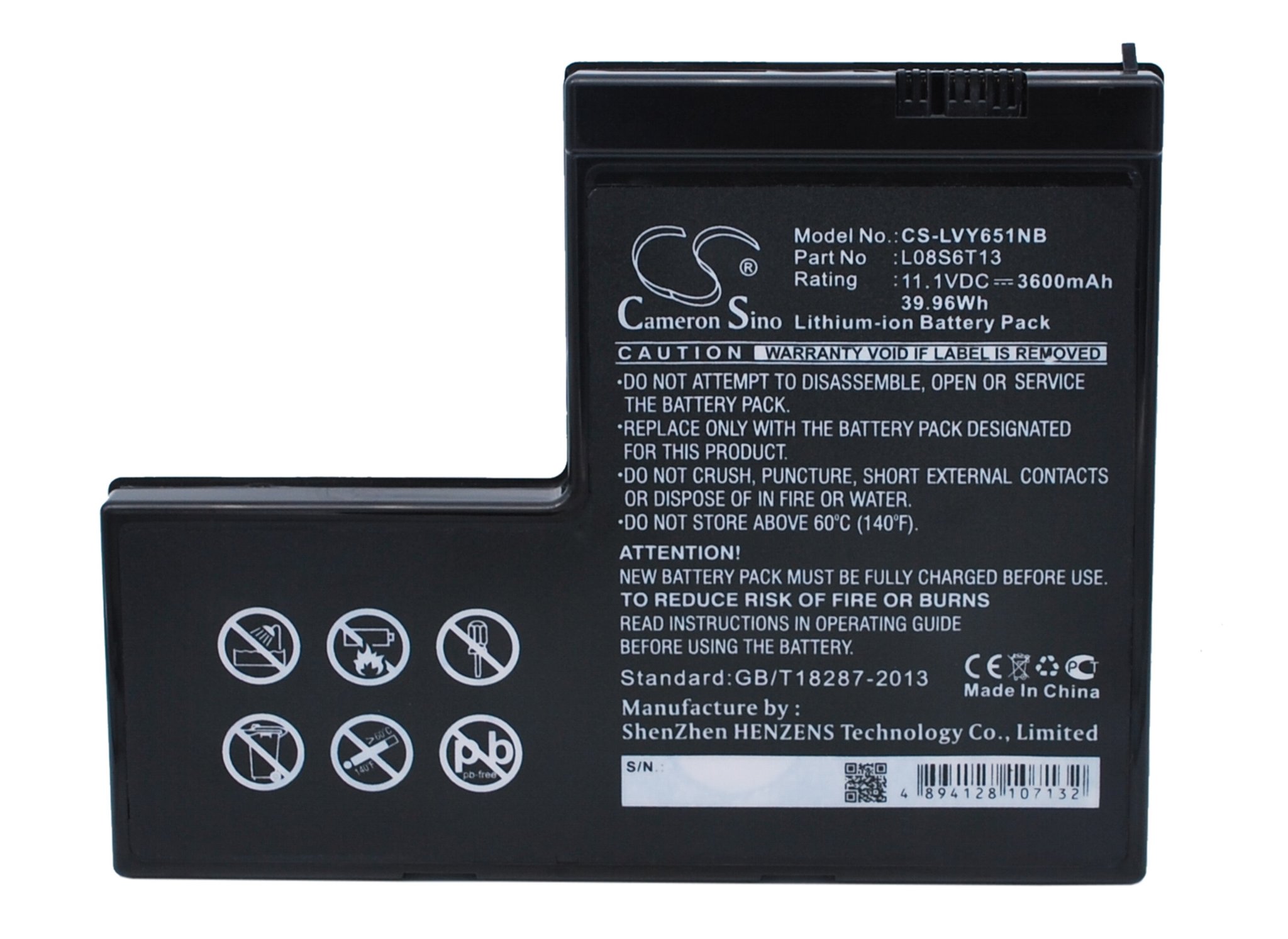 CS  kannettavan akku Lenovo L08S6T13, 42T4575, 42T4576 3600mAh