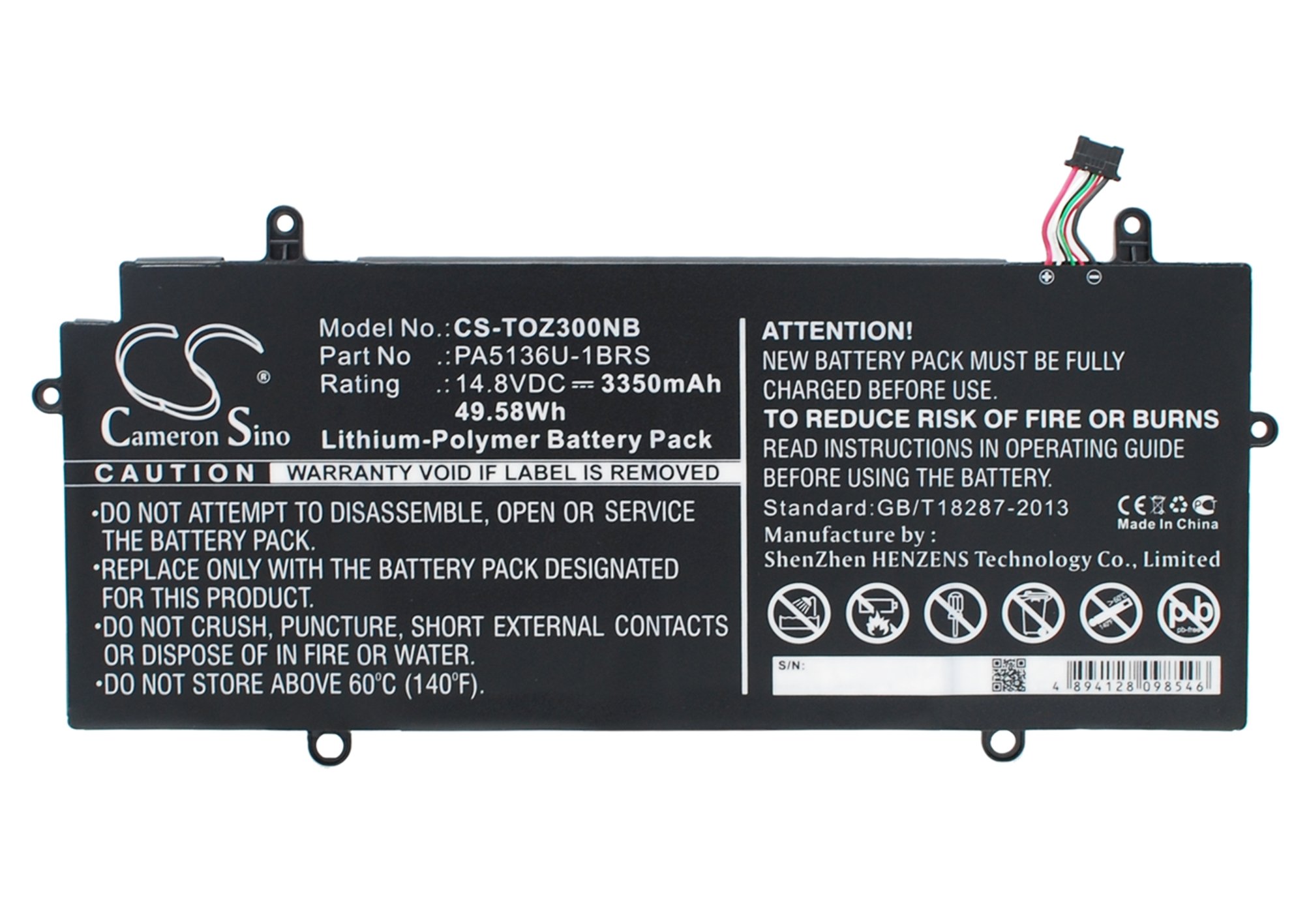 CS Laptop Battery Toshiba PA5136U-1BRS 3350mAh
