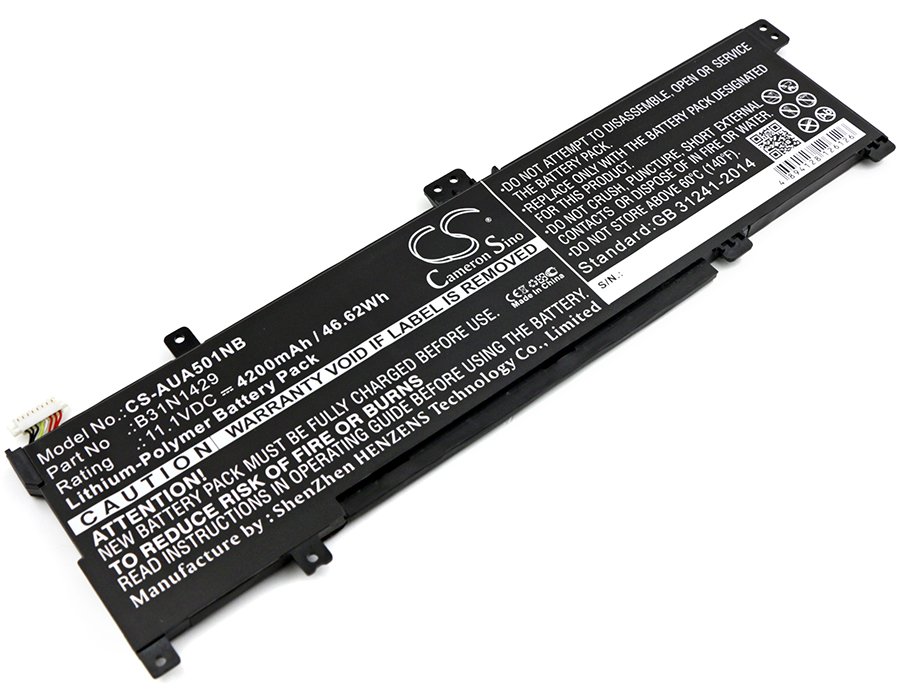 CS kannetavan akku Asus A501C1-Z1-C10, A501LB5200, A501LX-DM023H, B31N1429 11.1V 4200mAh Li-Polymer