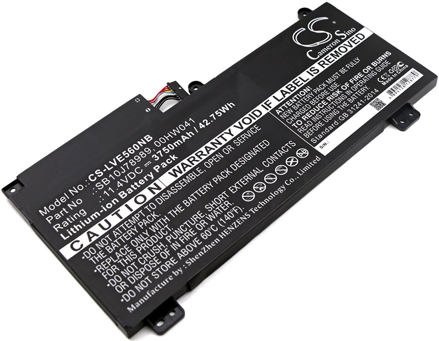 CS kannetavan akku Lenovo Thinkpad E560p, ThinkPad S5, SB10J78989, 00HW041, 00HW040 11.40V 3750mAh Li-Polymer