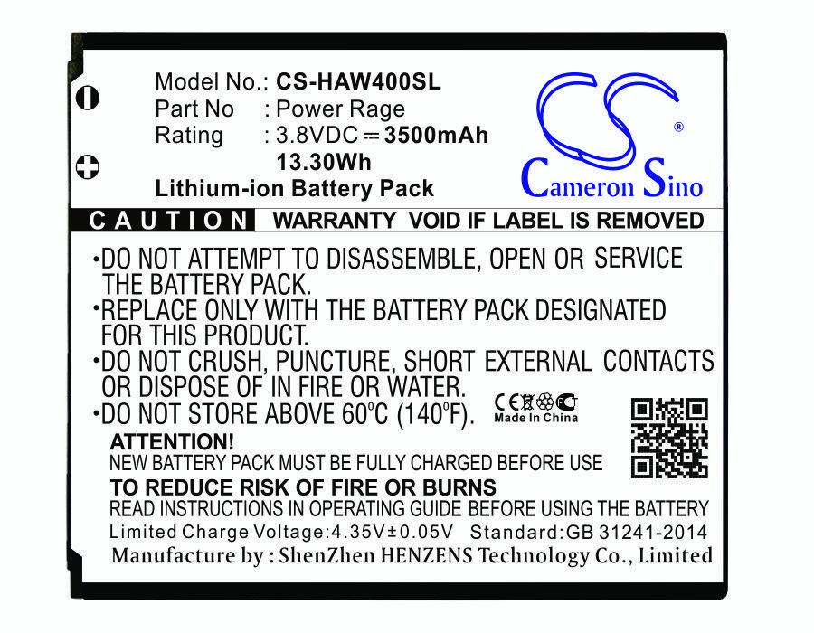 Highscreen Power Rage Li-ion tālruņa akumulators 3800mAh