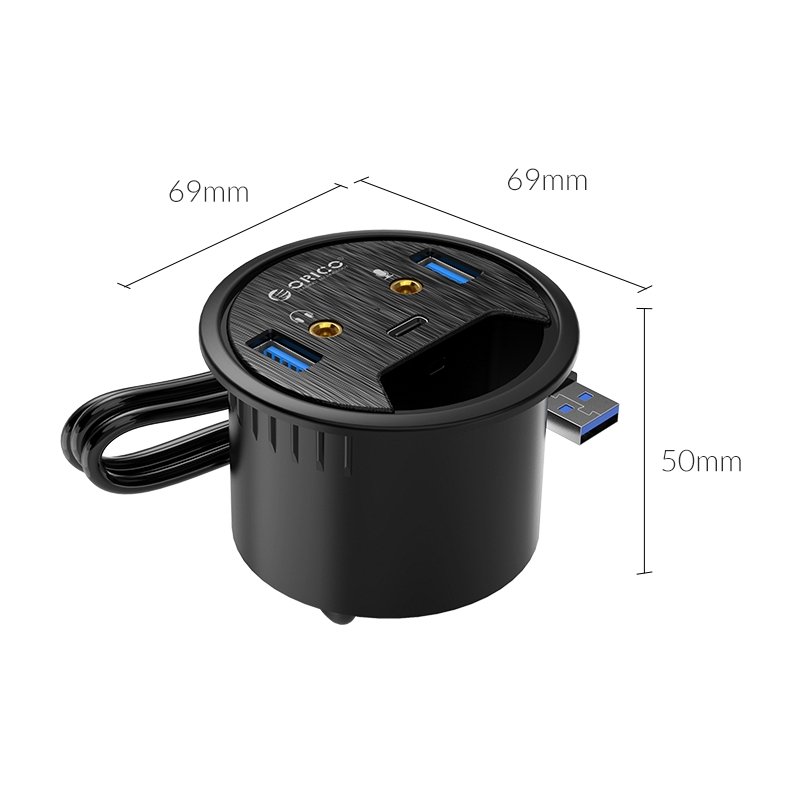 Orico musta DESK-2U1C 5 porttia HUB
