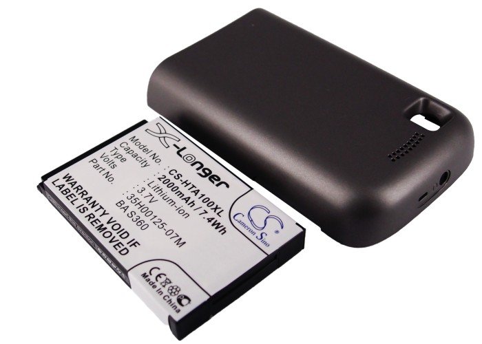 HTC Tattoo, CLIC100, A3288 Extended Metallic аккумулятор с новой задней крышкой (серая) Li-ion 2200mAh