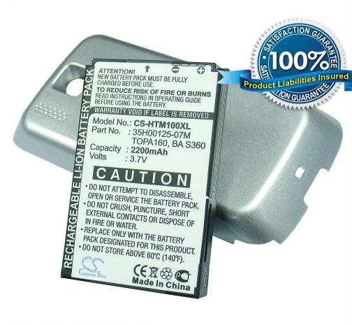 HTC Touch2, T3333, Mega 100 аккумулятор с новой задней крышкой Li-ion 2200mAh