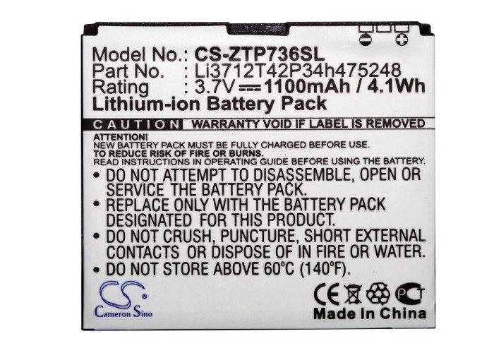 ZTE Li3712T42P34h475248 mobile phone battery 1100mAh