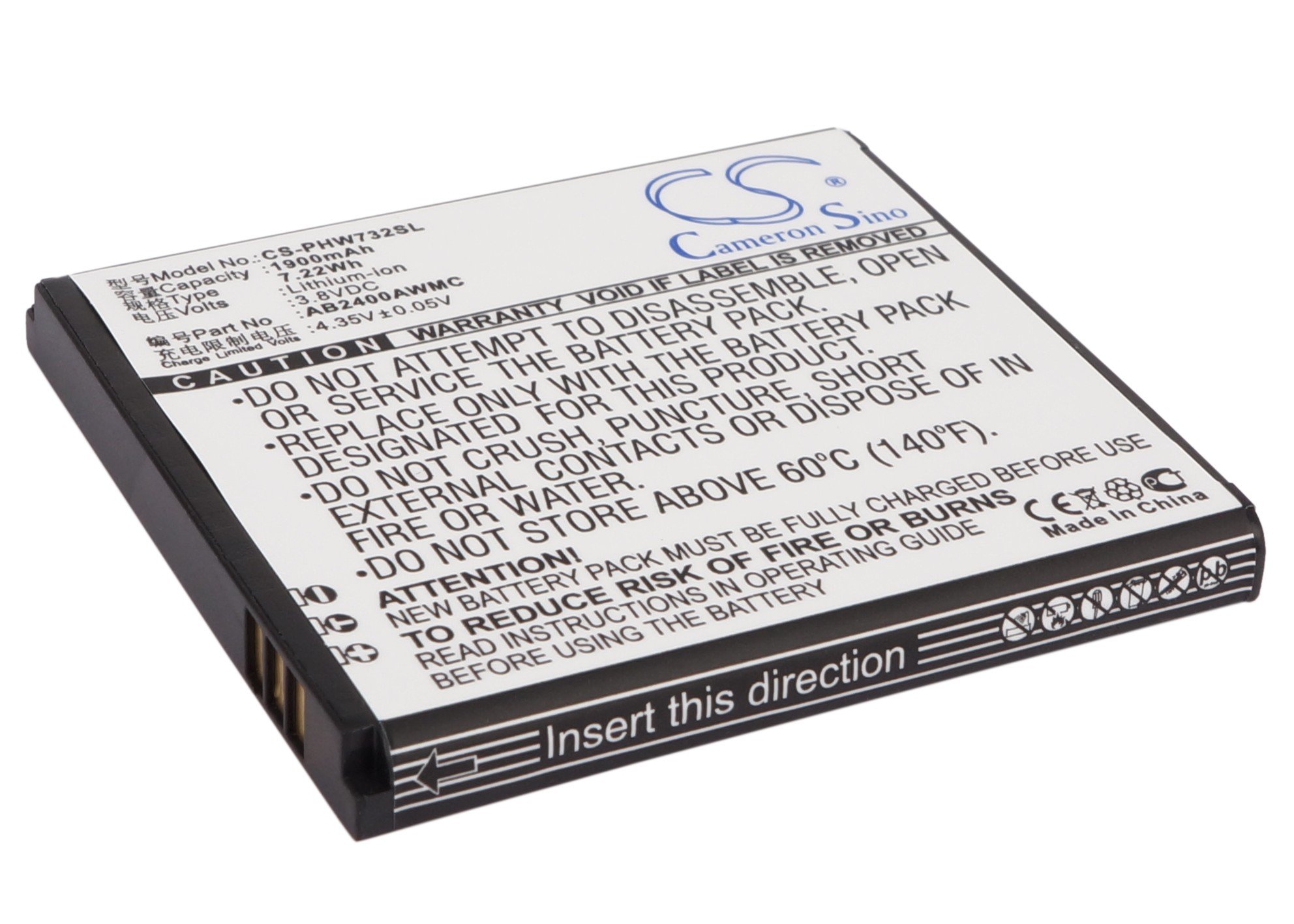 Philips Xenium W732, AB2400AWMC akumulatoru 1900mAh