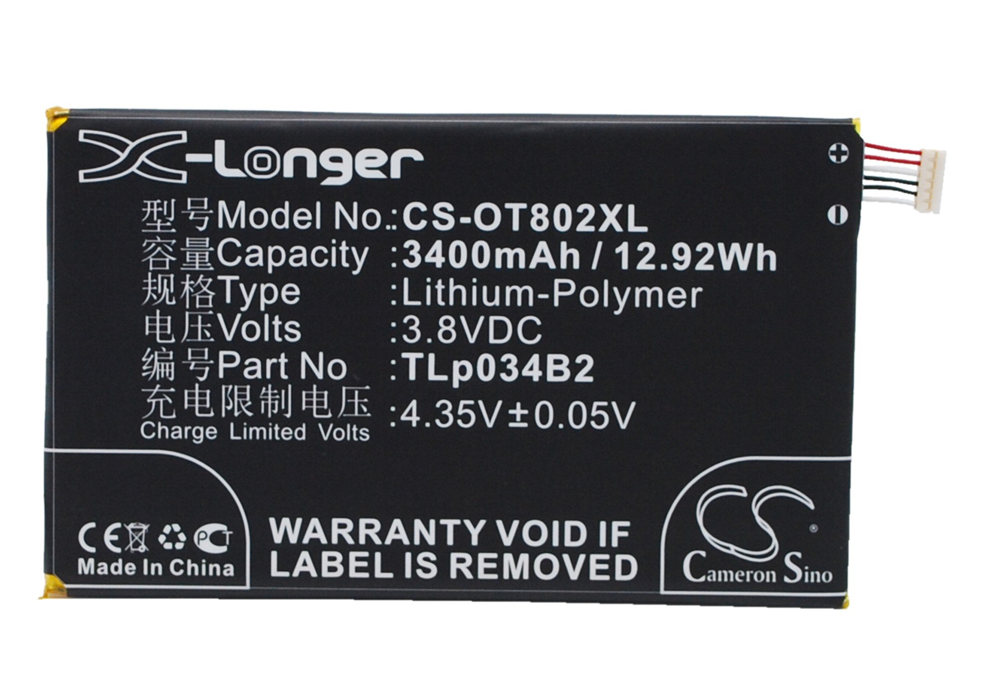 Alcatel TLp034B2 tālruņa akumulators 3400mAh