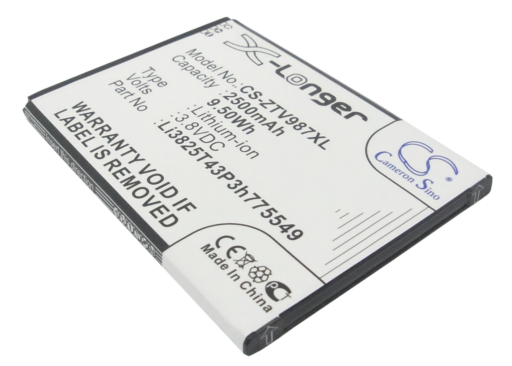 ZTE Li3825T43P3h775549 mobile phone battery 2500mAh