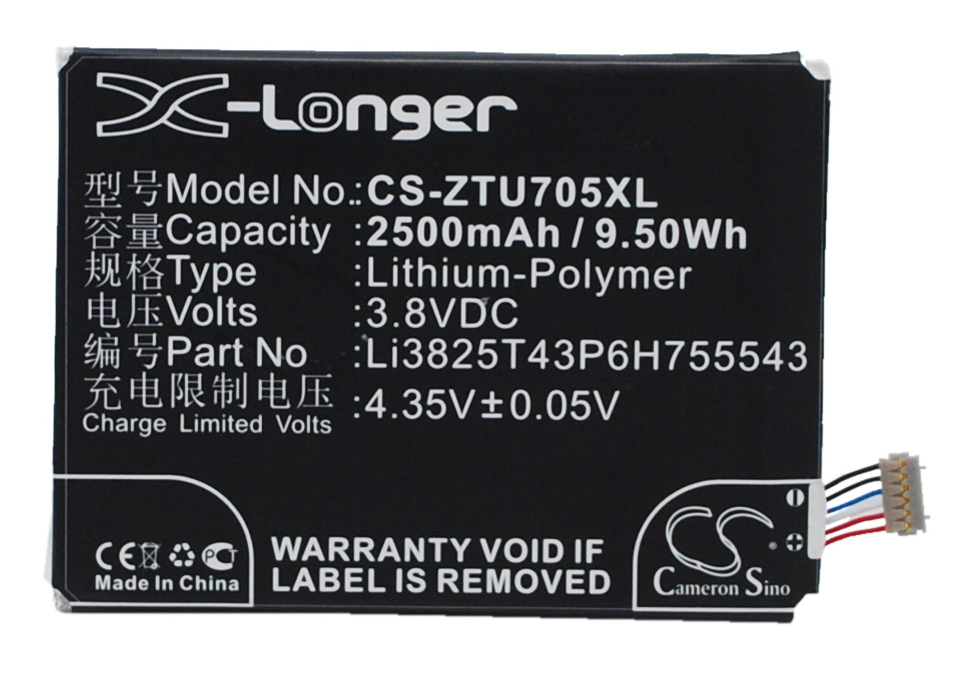 ZTE Li3825T43P6H755543 mobile phone battery 2500mAh