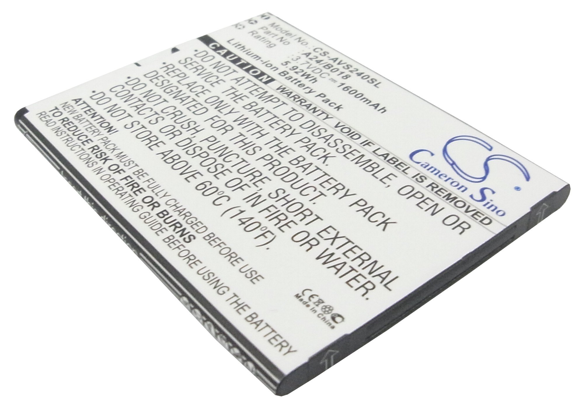 Avus A24/B018 mobile phone battery 1600mAh
