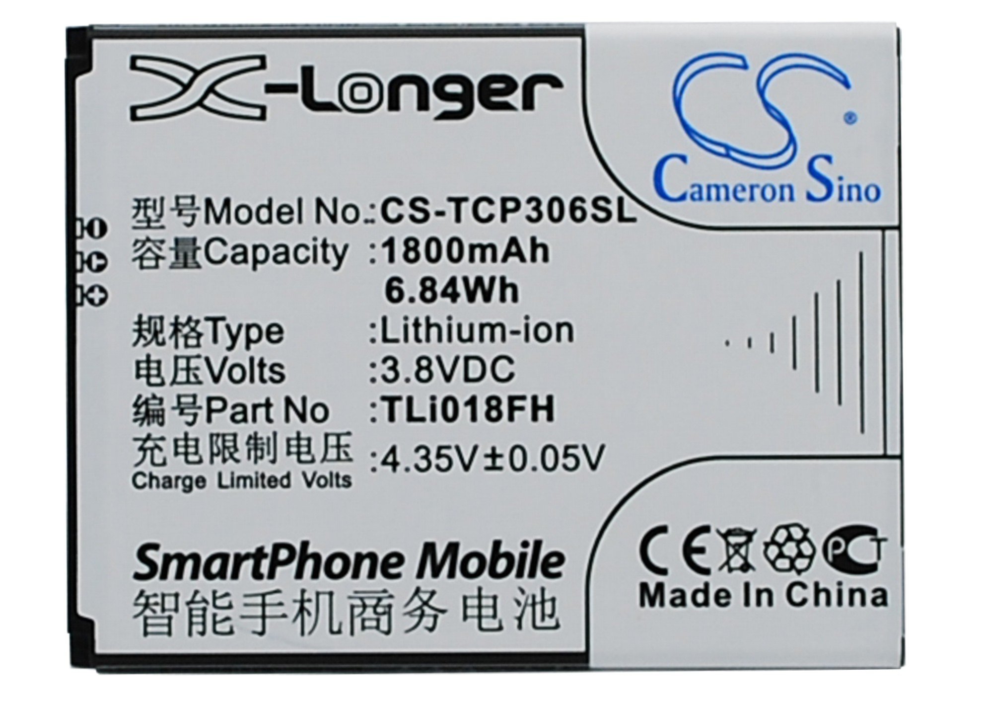 TCL P306C, J706T, P306W mobile phone battery 1800mAh
