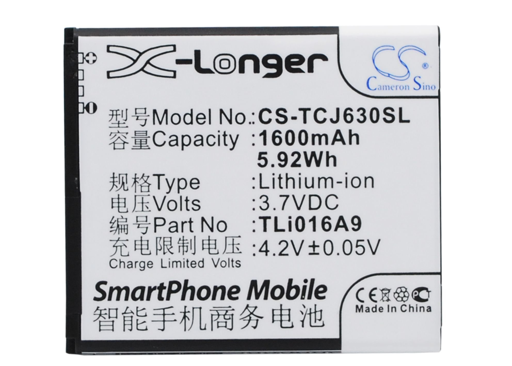 TCL J630T, J600T mobile phone battery 1600mAh