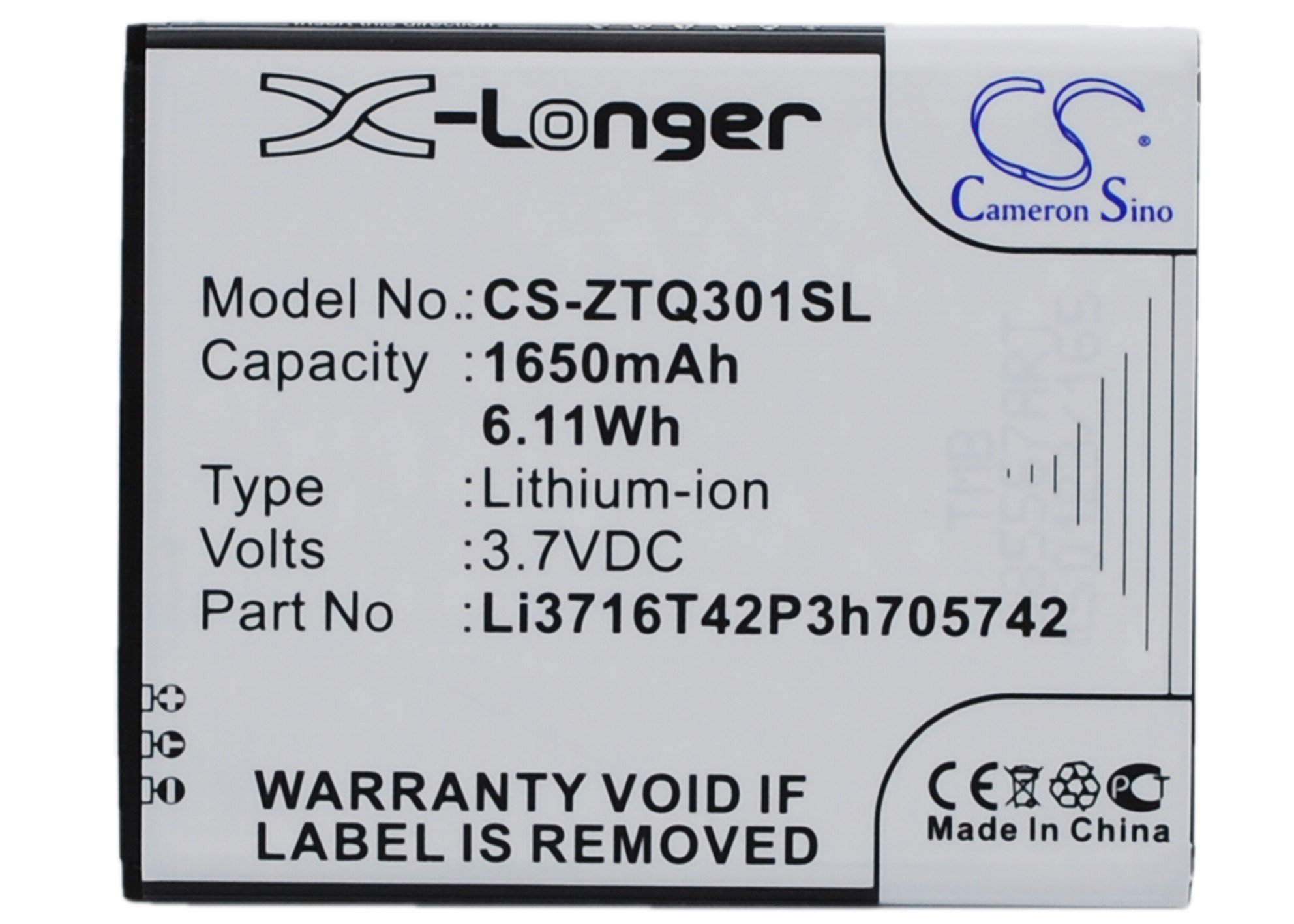 ZTE Li3716T42P3h705742 tālruņa akumulatoru 1650mAh