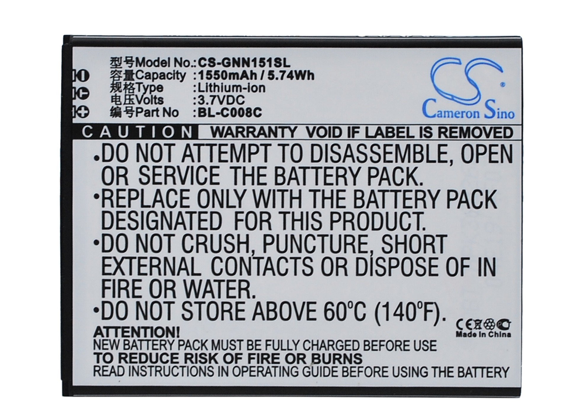 GIONEE GN151 akumulatoru 1550mAh