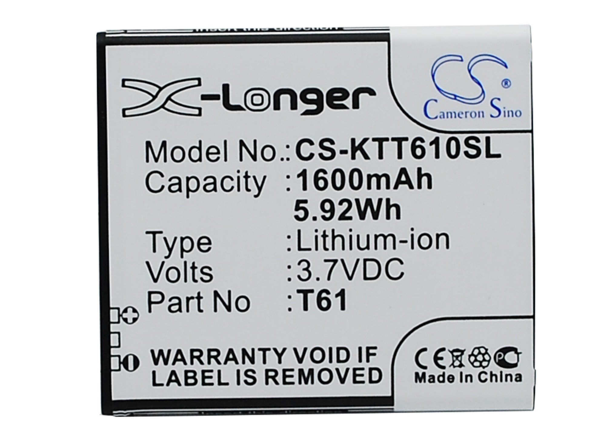 K-Touch T61 аккумулятор 1600mAh